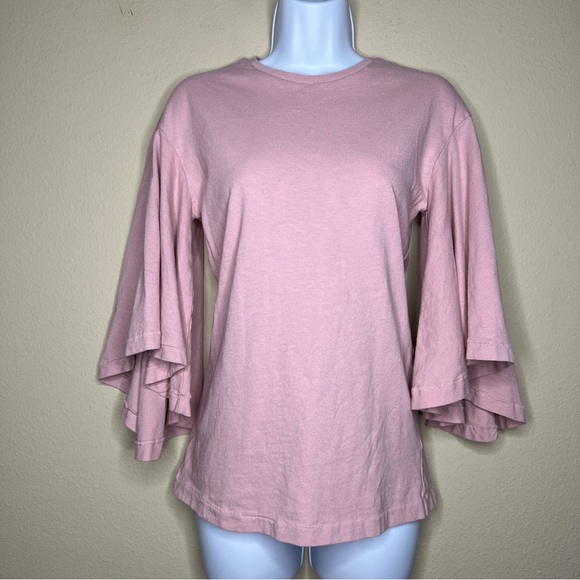 CITIZENS OF HUMANITY Pink Dramatic Flutter Sleeve Top - Sz XS - Picture 3 of 10